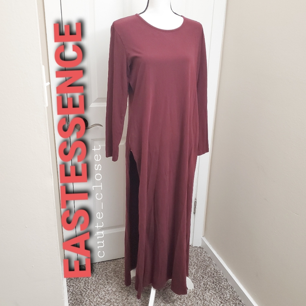 Burgundy | long tunic | open sides | 56" long | L